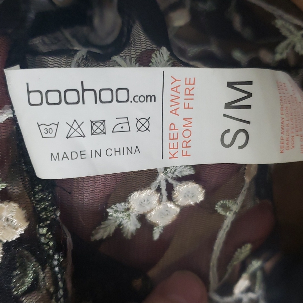 BOOHOO Floral Embroidered Black Mesh Fairy WhimsyGoth Kimono - Picture 10 of 12